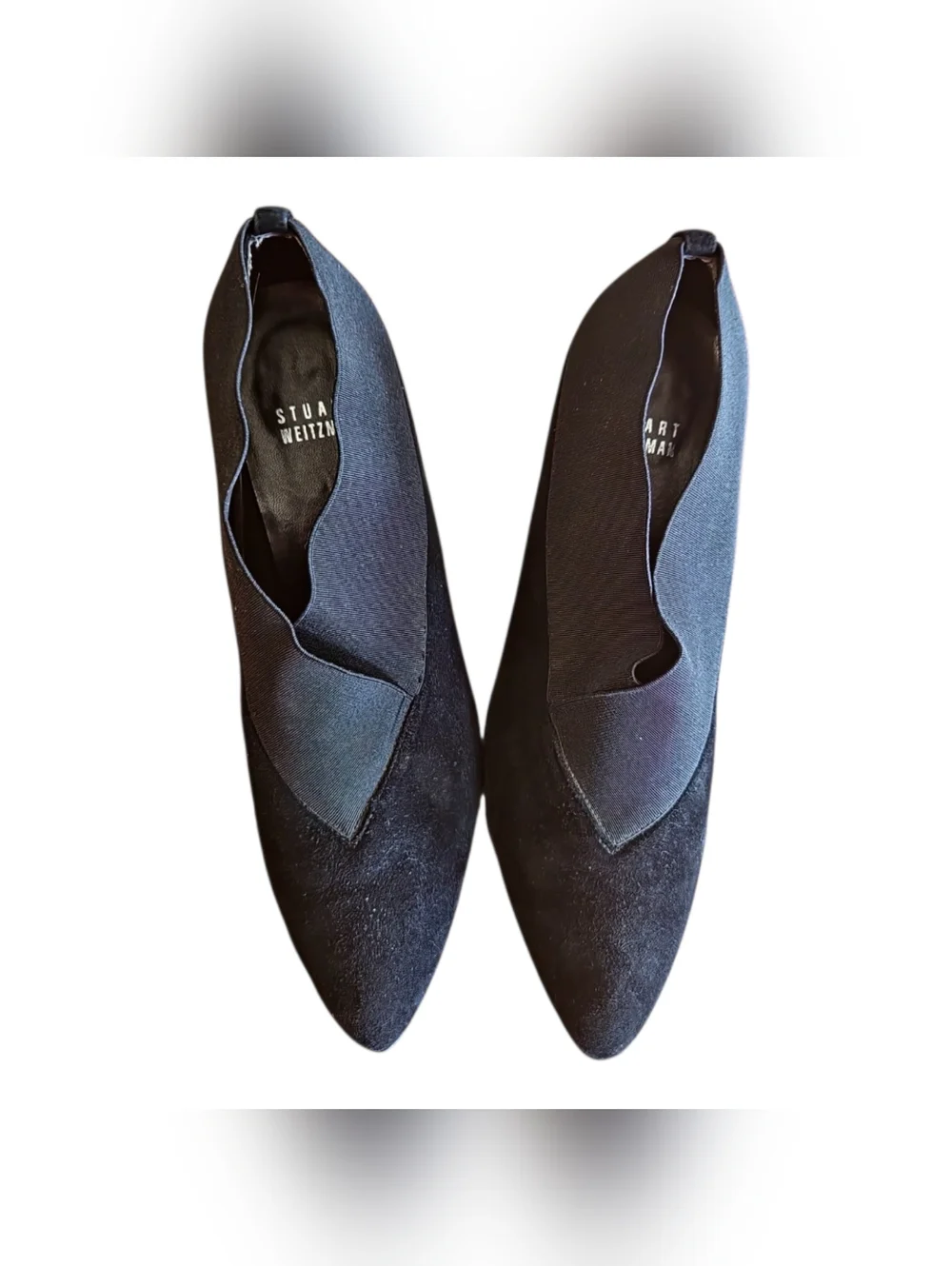 STUART WEITZMAN Black Suede Kitten Heel Booties Women's Size 7 1/2 M Minimalist